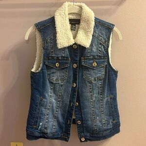 INC distressed denim vest